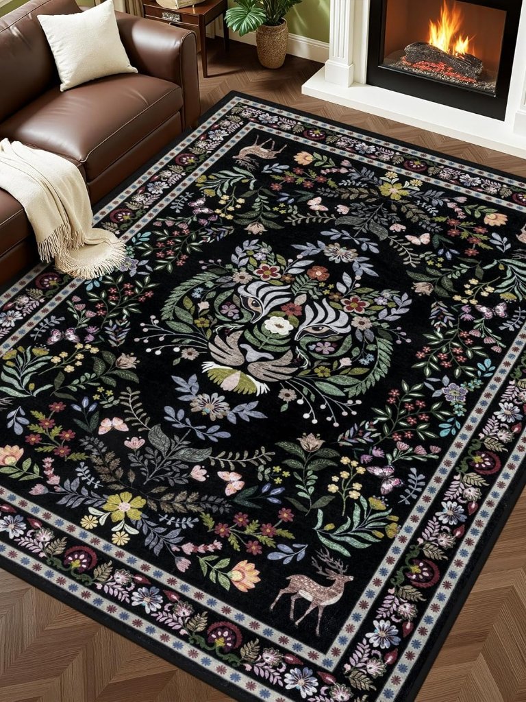 5x7 Area Rugs Living Room Rug: Vintage Washable Rug Floral Soft Carpet Indoor Fl